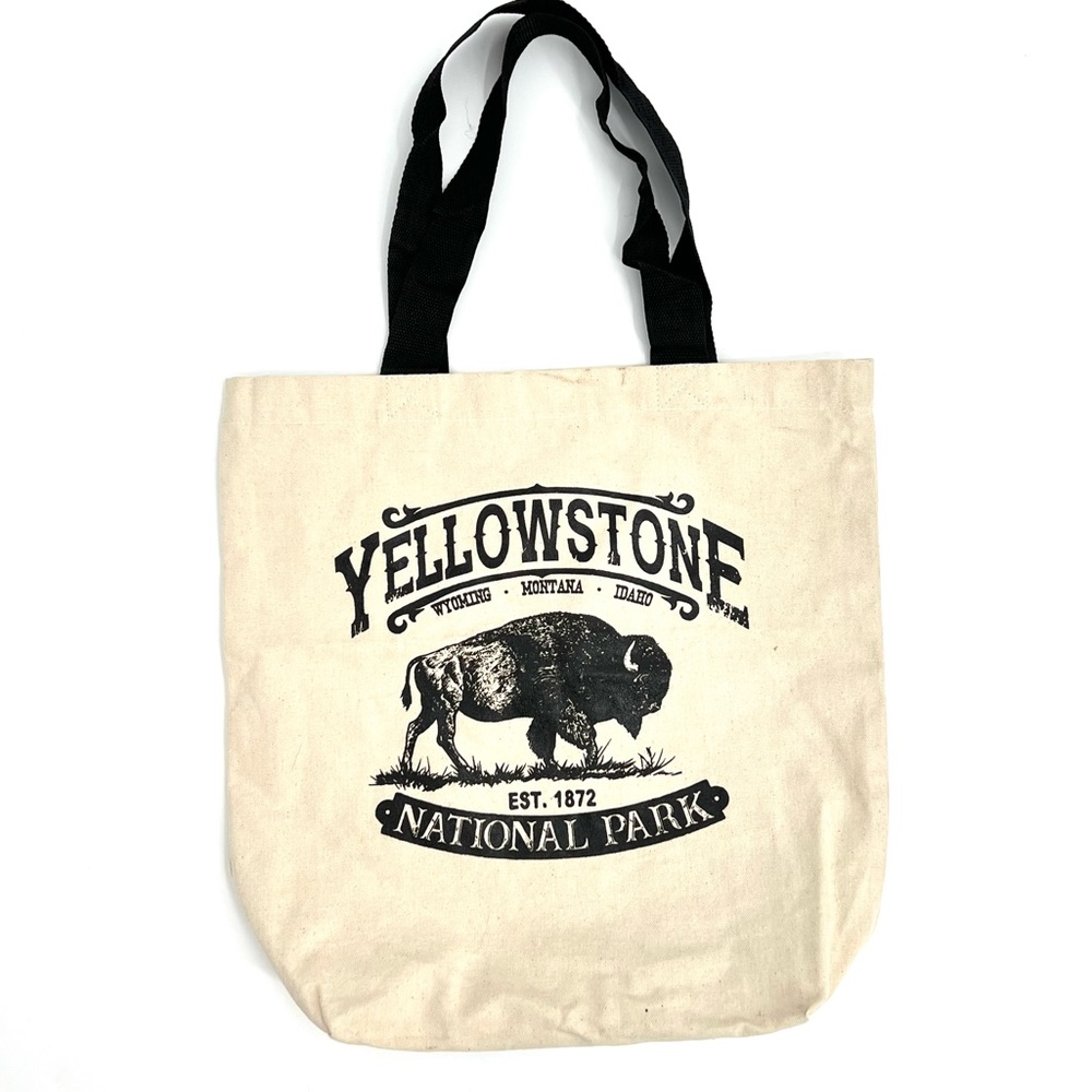 Yellowstone National Park Buffalo Graphic Canvas Tote Bag